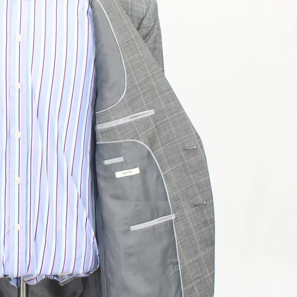 Jos. A. Bank 44R Gray Check 2-Button Sport Coat Blazer Jacket T682